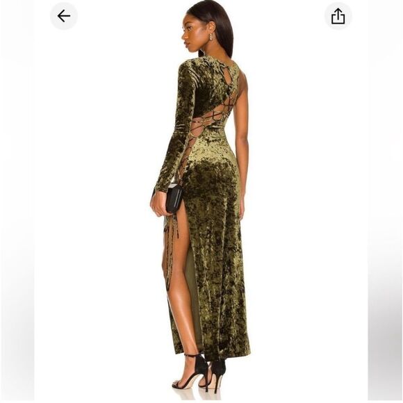 NWT Camila Coelho Gabriel Green Velvet Maxi Dress XS Revolve - Picture 5 of 16